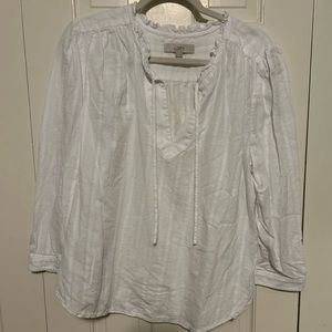 Loft ruffle tie neck blouse